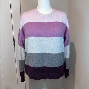Time and Tru XXL Women’s Sweater – Purple Gray Colorblock Stripe Pullover